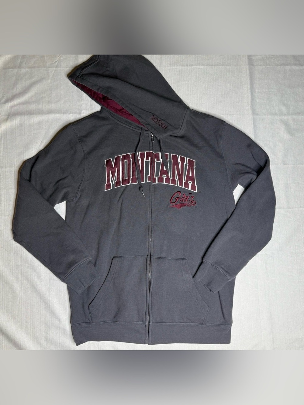 Montana Grizzlies Men's Charcoal Gray Arch & Logo 3.0 Large Full-Zip Hoodie